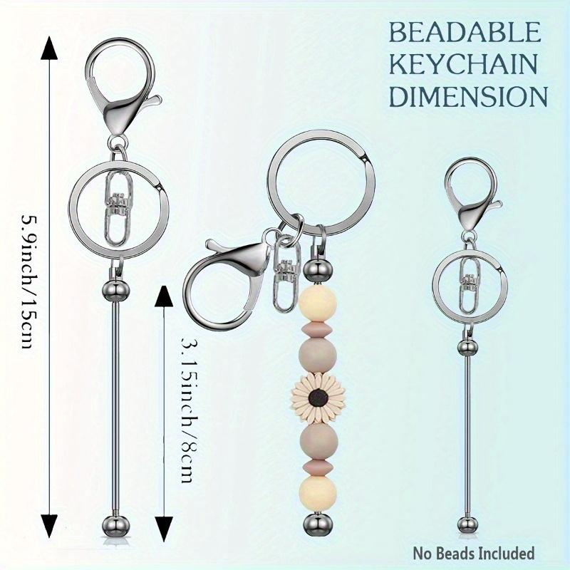5pcs Beadable Keychain Bar, Alloy Blank Beaded Keychain Blanks For Pendant Beads DIY Keychain Making Supplies Jewelry Making Gift