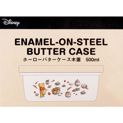 Skater Enamel Butter Case Wooden Lid 500ml Casmin Red ENBT5-A
