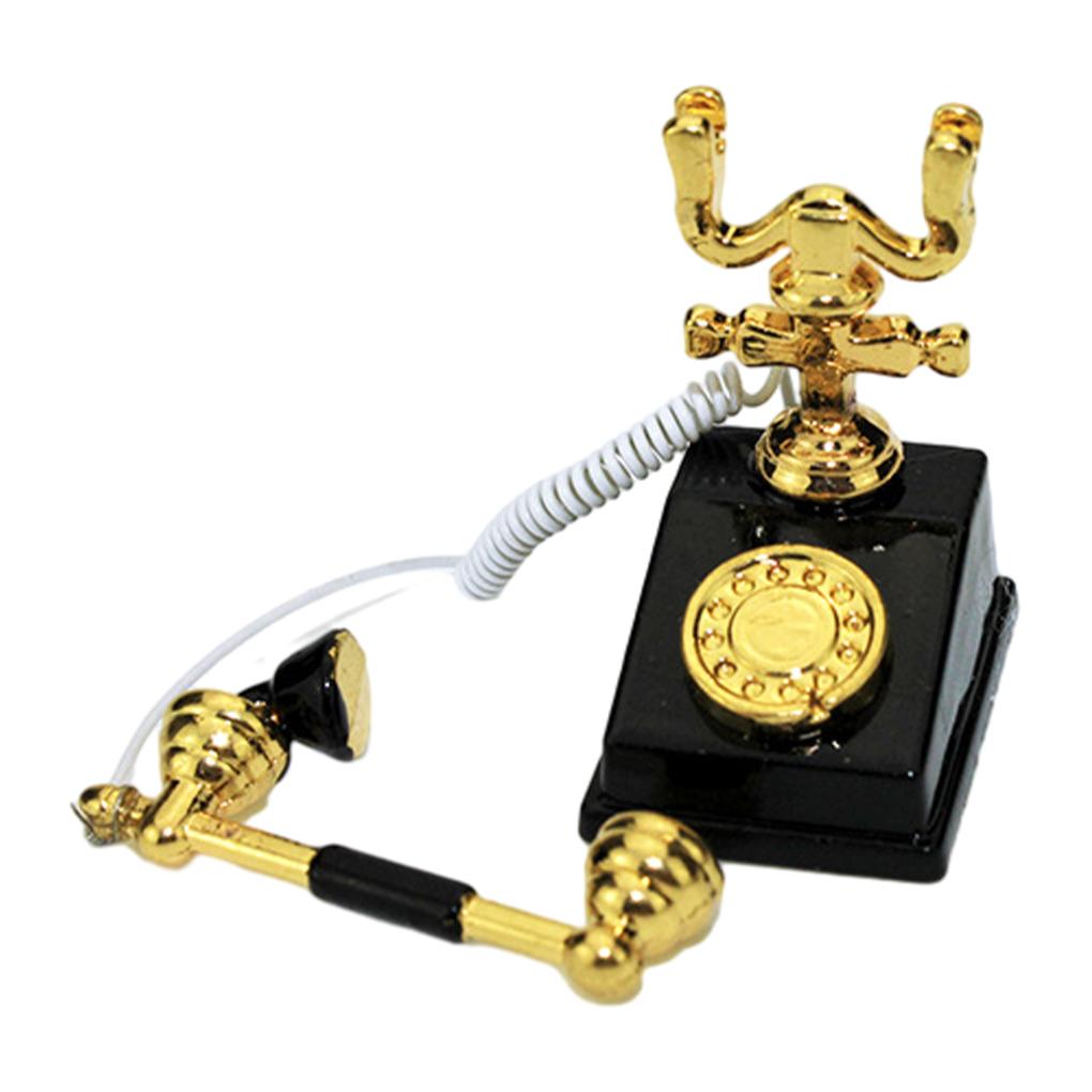 

Ретро-роторная модель телефона для кукольного дома, долговечность и изысканное ремесло, миниатюрная модель телефона