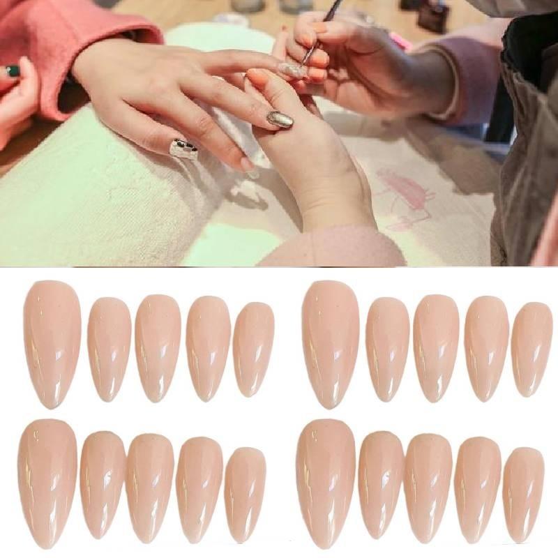 Chinese National Brand Almond-shaped Nail Stickers Pure Color Ice Transparent Design
