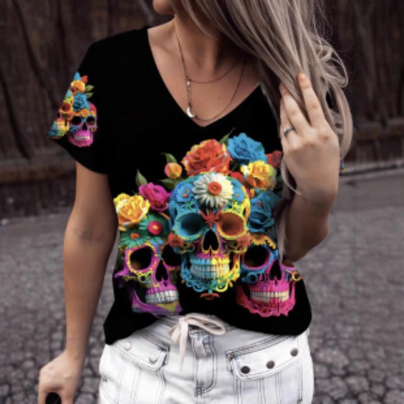 Повседневный топ с V-образным вырезом и коротким рукавом — фото 15