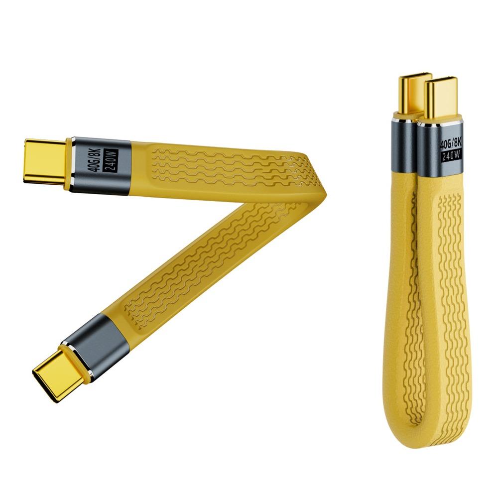 Cabo USB4 Tipo-C Universal 40Gbps PD 240W Cabo de Dados USB-C Curto Chip E-marker Fio Flexível de Placa Macia Saída de Vídeo