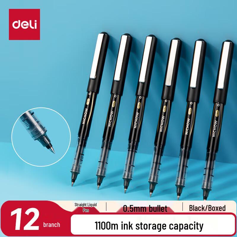 

Deli Direct Liquid Gel Pen 0.5mm Black, 12-Pack