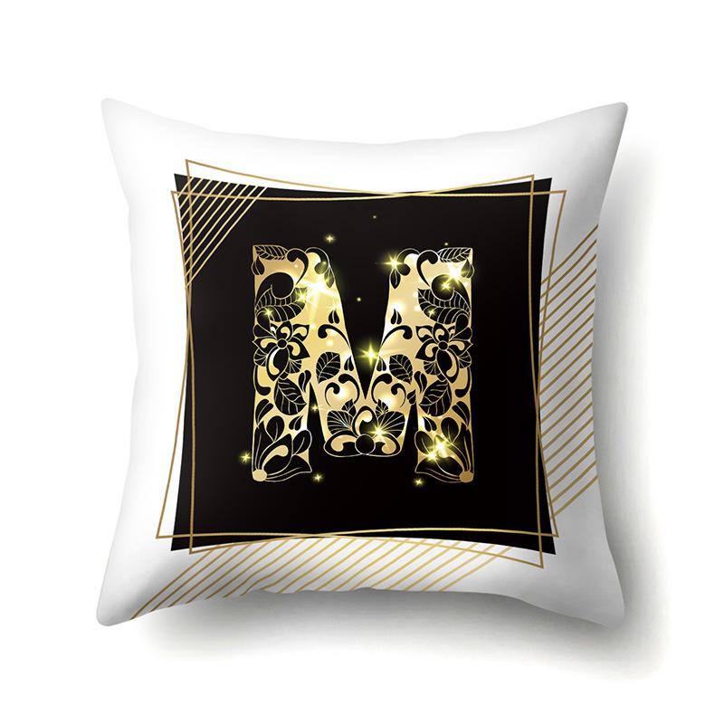 Polyester Pillowcase 26 English Letters Sofa Pillow Bedside Cushion Car Lumbar Cushion Office