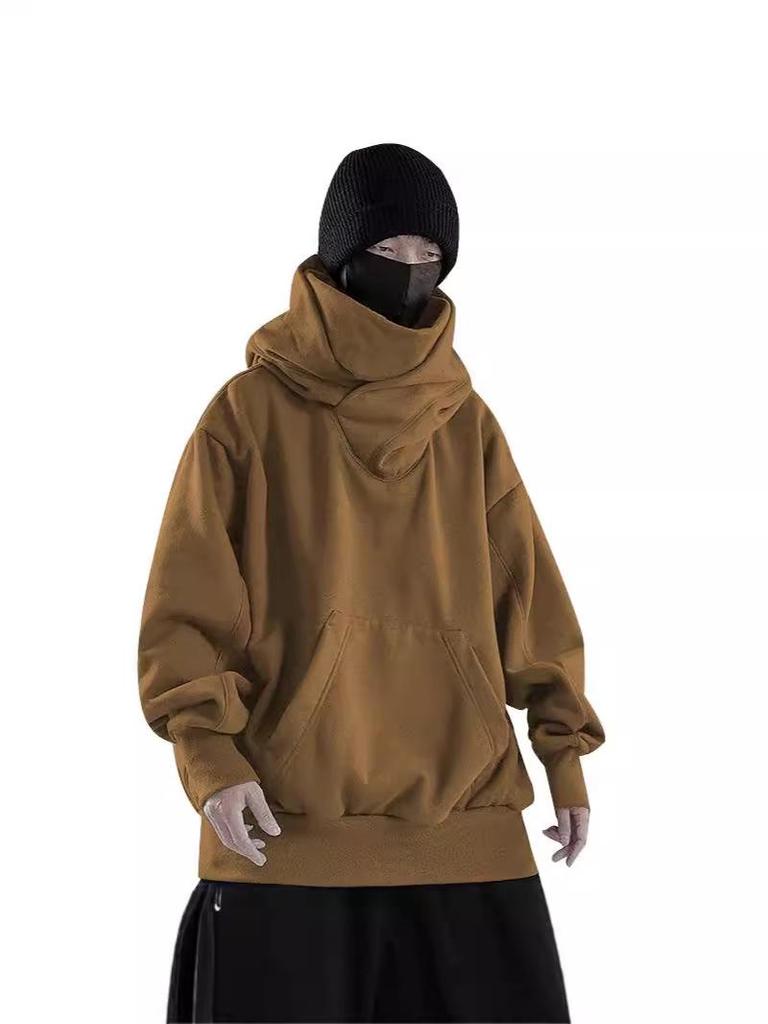 2024 Herbst Hoodie mit Samtfutter und gestapeltem Kragen: Trendig Unisex Lässig Lockere Passform