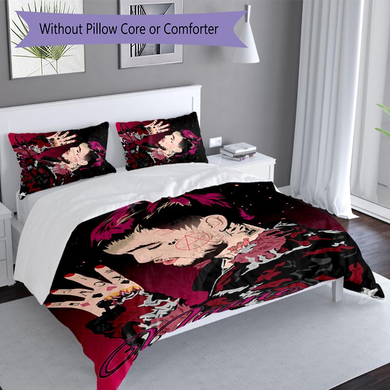 3pcs Custom Name Lil Peep Set,Includes 1 Duvet Cover and 2 Pillowcases,All-season Bedroom Decor