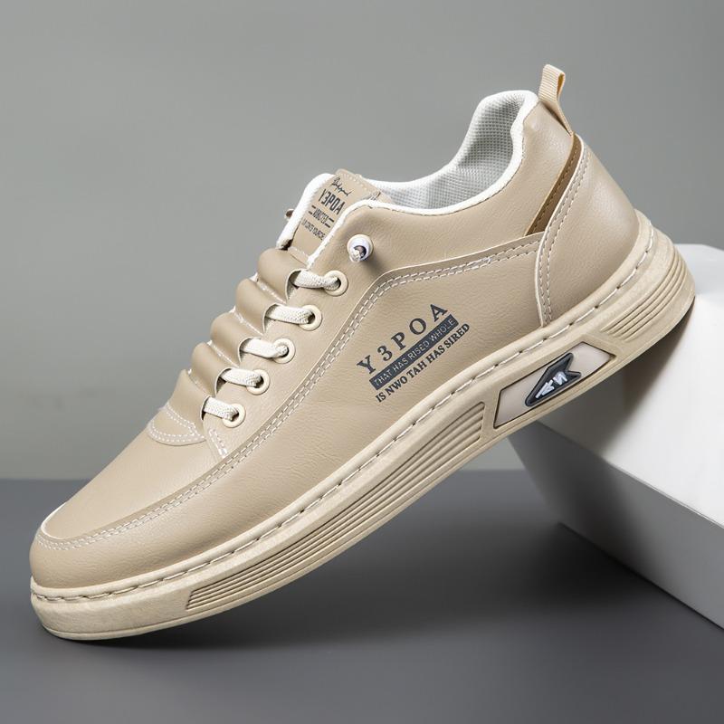 

Men s shoes new leather surface breathable white shoes men s soft sole sports non-slip versatile foot cover casual board shoes men 39 бежевый