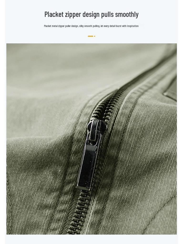Men's Cotton Flight Jacket - Casual Air Force Baseball Collar Outerwear