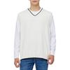 Calvin Klein Letter Embroidery Color Block Cotton Knit Sweater Men Sweater White J324408-YBI