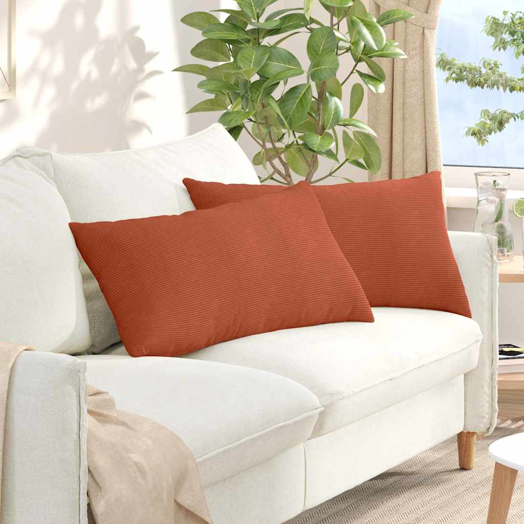 Sofa Cushions 2 Pieces Red Orange 80 x 40 cm Corduroy Fabric