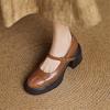 Mode Neue Frühling/Sommer Echtleder Mary Jane Schuhe für Damen Mode Plateau Schuhe Damen Klobige Absätze Runde Zehenpartie Damen Pumps