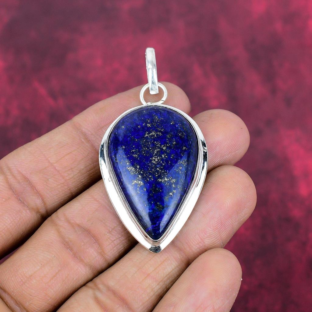 Lapislazuli-Anhänger, handgefertigter Edelsteinschmuck, 925er Sterlingsilber-Anhänger, einzigartiger Design-Schmuckanhänger