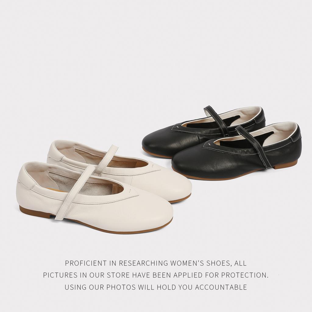 High-End New Leather Round Head Shallow Mouth Flat Bottom One-Word Buckle Mary Jane Shoes Ballet Shoes Fashion Shoes