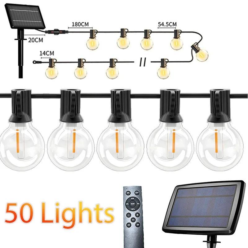 

Светодиодные гирлянды G40 на солнечных батареях, водонепроницаемые, для украшения патио, для кемпинга, Рождества, свадьбы, рождественского декора, гирлянды