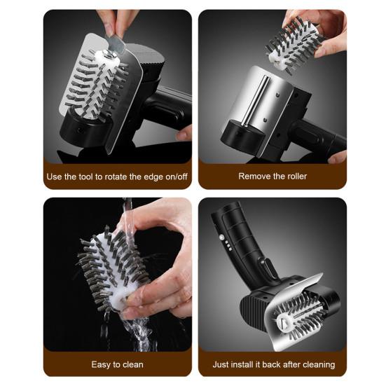 Jijijing Electric BBQ Grill Brush, Cordless Type-C Rechargeable Cleaning Brush with High-Speed Motor, Splash Guard, Stainless Steel Bristles,