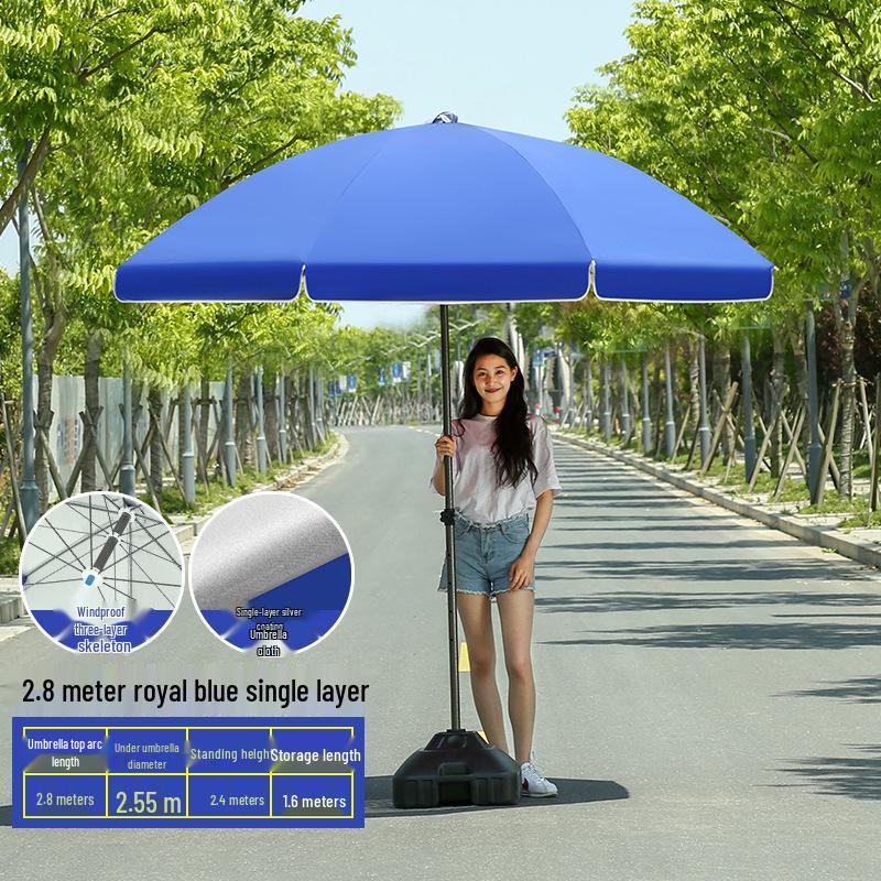 Großer Outdoor-Gewerbeschirm mit Doppelrippen - Sonnenschirm für Sonne, Werbung und Standnutzung