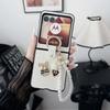 Leather Phone Case for Motorola Razr 60 Pro 50 40 Ultra Mooto Razr 60 50 40 Cover Wrist Strap Cute Cartoon Bear Ring Bracelet