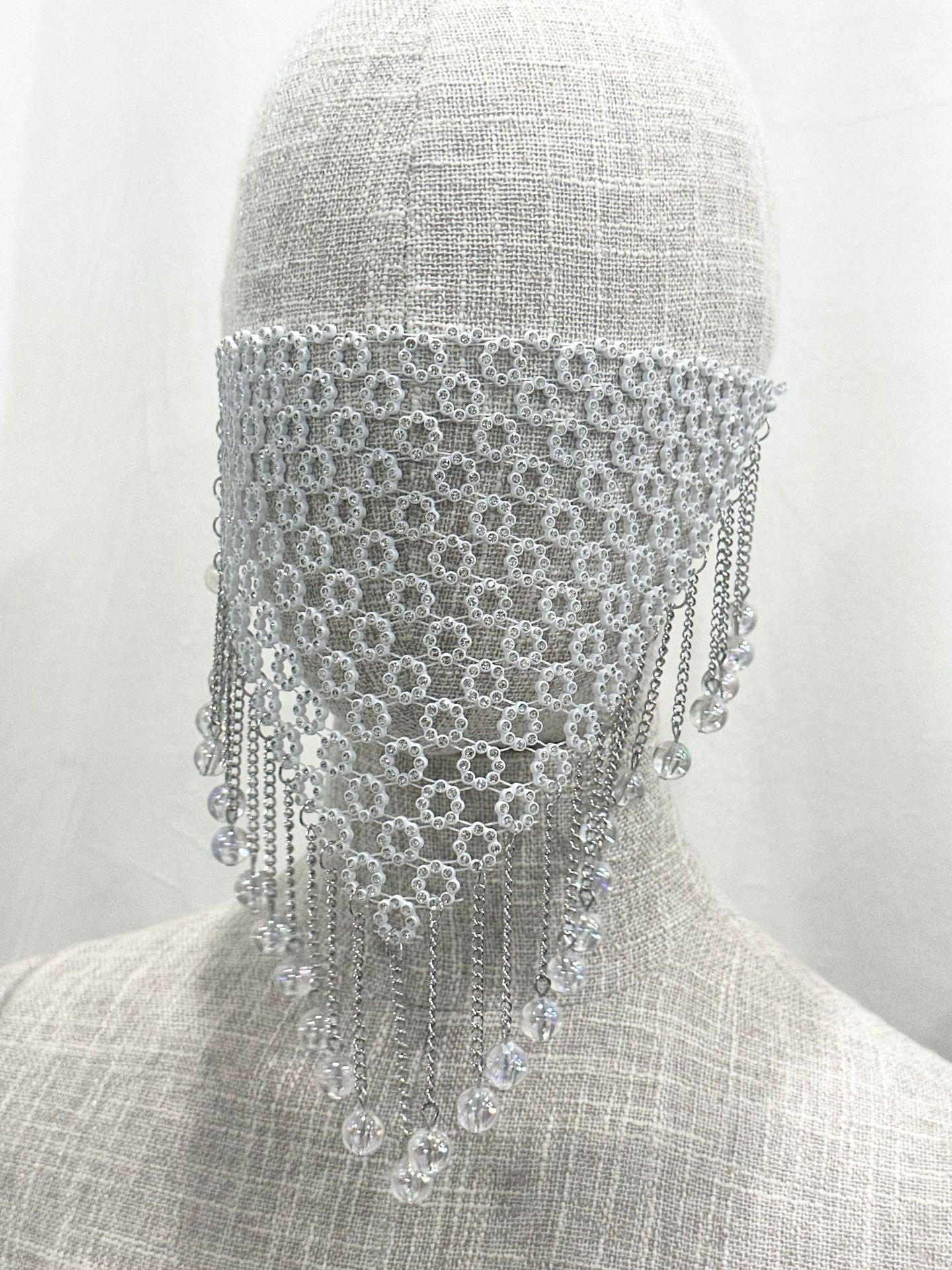 

Европейско-американская модная сетчатая маска с кисточками из стразов для вечеринок в ночном клубе