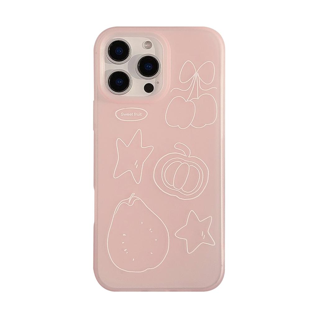 Cute Fruit Graffiti Iphone17 Mobile Phone Case Apple 15 Pink Sweet 16promax Suitable for 13 Anti Fall 12