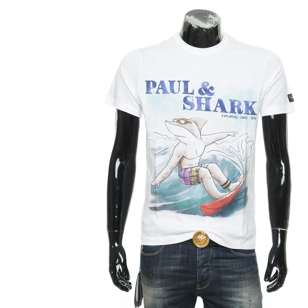 

Paul Shark Shark Повседневная простая футболка унисекс с круглым вырезом и короткими рукавами E20P1099