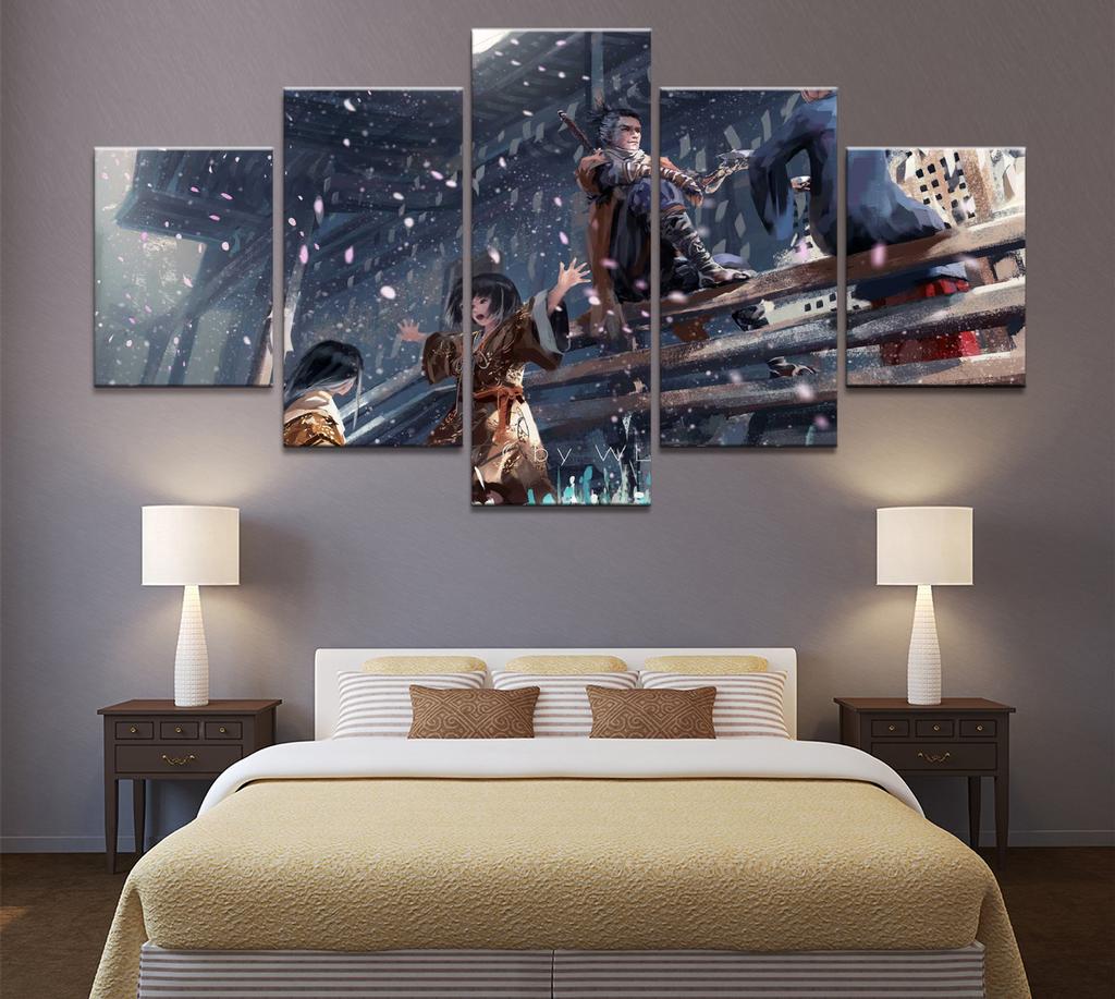 Unframed 5Pcs SEKIRO Shadows Die Twice Games Canvas Posters Wall Art Pictures HD Paintings Home Decor for Living Room Decoration