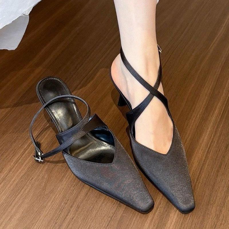 

2025 Новый Бренд Женские Тапочки Мода Острый Носок Слипоны Женские Элегантные Мюли Обувь Тонкий Низкий Каблук Уличные Женские Туфли-Лодочки для Платья 41 чёрный