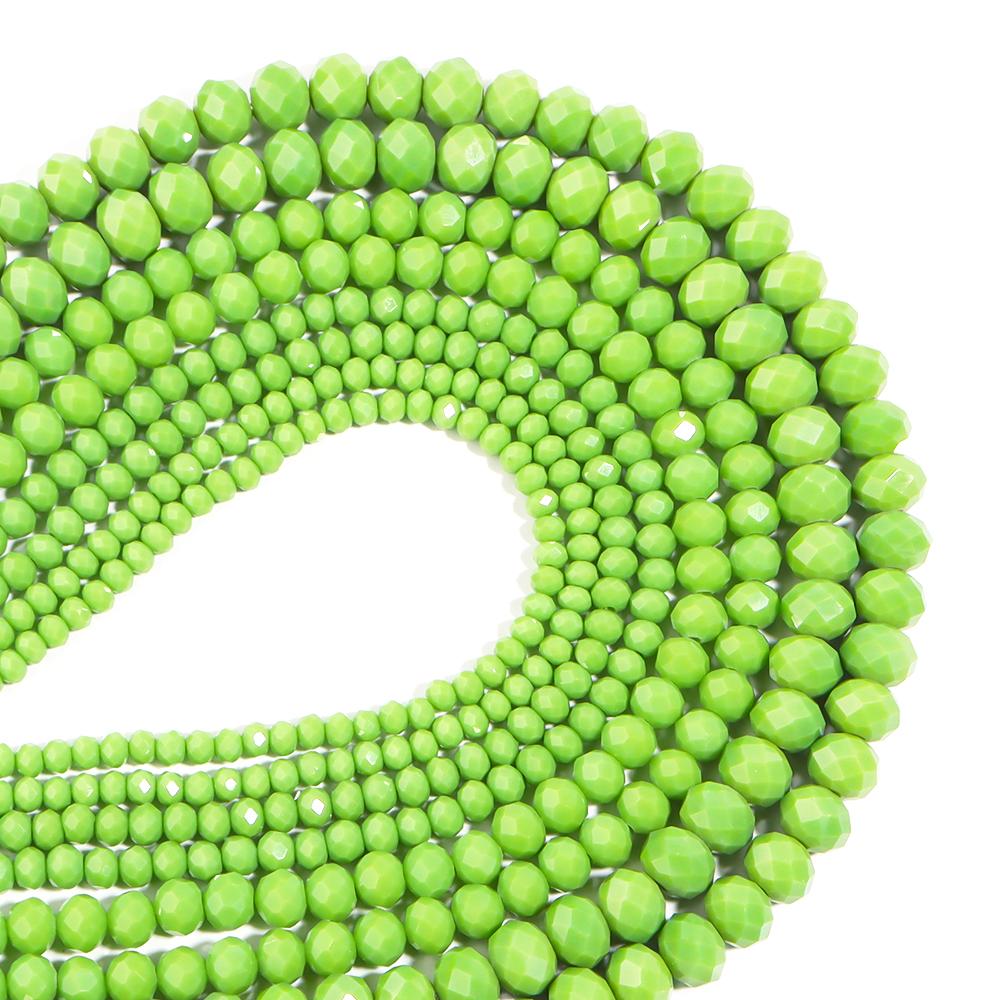 3/4/6/8mm Rondelle Faceted Crystal Beads Green Porcelain Abacus Glass Loose Beads For Jewelry Making DIY Bracelet Accessories