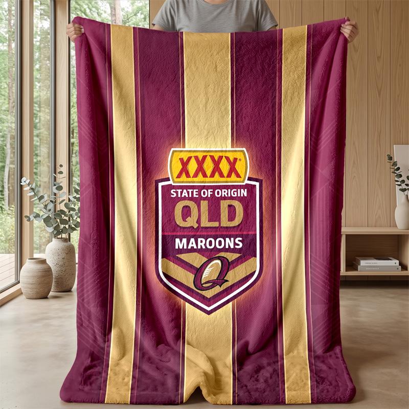 Queensland Maroons Flannel Fleece Blanket Cozy Warm Throw Blanket For Couch Bed Travel All Season Use