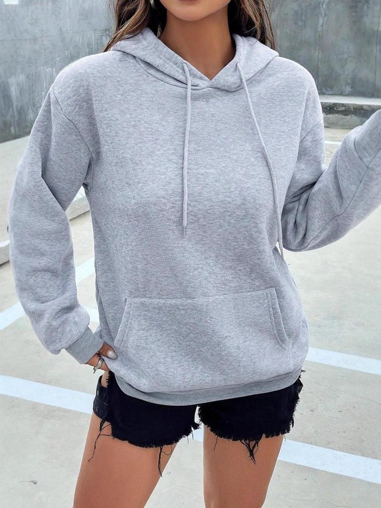 Women's Autumn & Winter Solid Color Casual Loose Pullover Hooded Sweatshirt