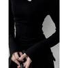 260g Cotton Brushed Autumn/Winter Women's Hollowed Half-High Collar Long Sleeve Base Layer Shirt