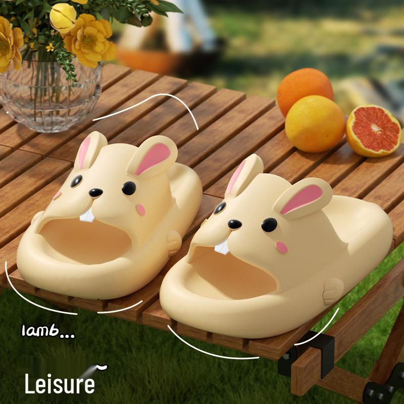 Women's Cute Rabbit Slippers - Summer Indoor Non-Slip, Odor-Resistant Thick Sole for Home & Bath.