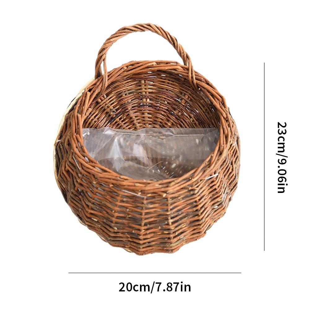 Hanging Planter Wall Mounted Basket Handmade Wicker Flower Pot Woven Rattan Flower Plant Basket Balcony Garden Home Decor