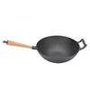 Cast Iron Wok Pan Multifunctional Stir Fry Pan with Wood Handle for Induction Cooker Electric Ceramic Stove Gas