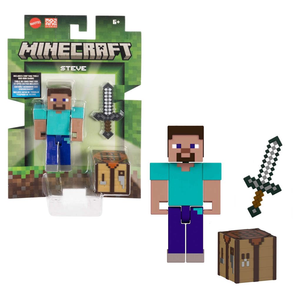 

Mattel Minecraft Фигурки и Аксессуары Набор из 2 штук со Стивом Коллекционная игрушка масштаба 3,25 дюйма