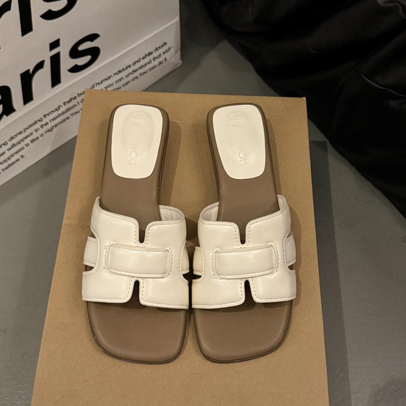 

Foreign trade large size thick heel slippers women s 2025 summer new square head high heel European and American casual fashion cool slippers women 35