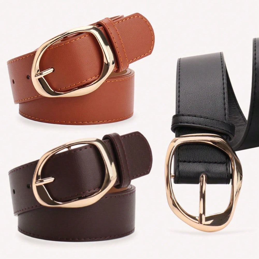 New Commuter Versatile Irregular Button Head Wide Belt Women's Simple Fashion Decorative Jeans Women's Belt