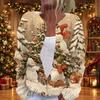 Damen Weihnachtsdruck Langarm Strickjacke Knopfleiste Pullover