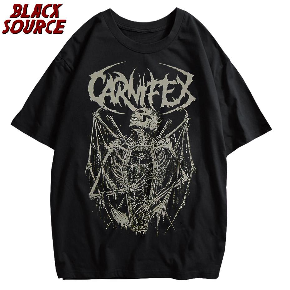 Summer Goth T Shirt for Men Aesthetic Loose Unisex Tshirt Punk Dark Grunge Streetwear Gothic Top Harajuku Cotton Mens Clothing