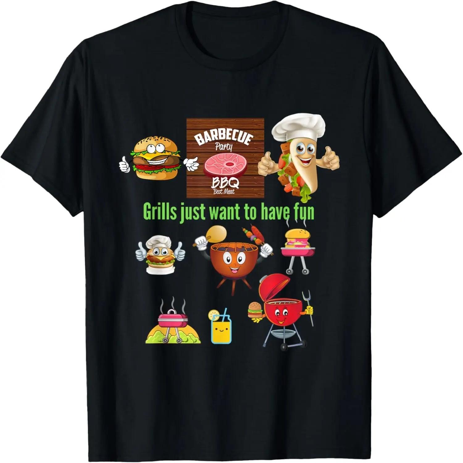 Grills Just Want To Have Fun BBQ Grill Master Grilling Dad T-Shirt XXXXXL разноцветный