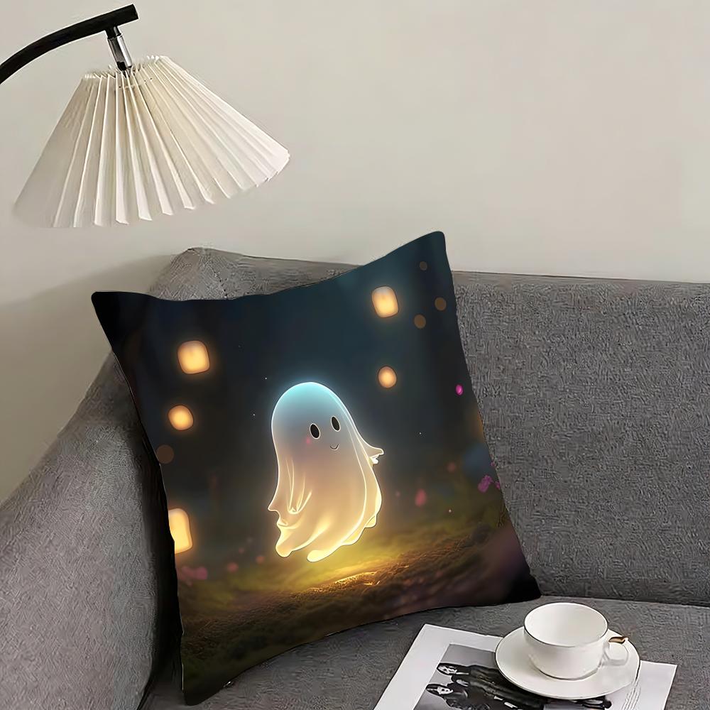 Ghost Cute Cushion Cover Pillowcase Ultra Soft Skin Friendly Fabric Cloud Like Comfort & Concealed Zipper