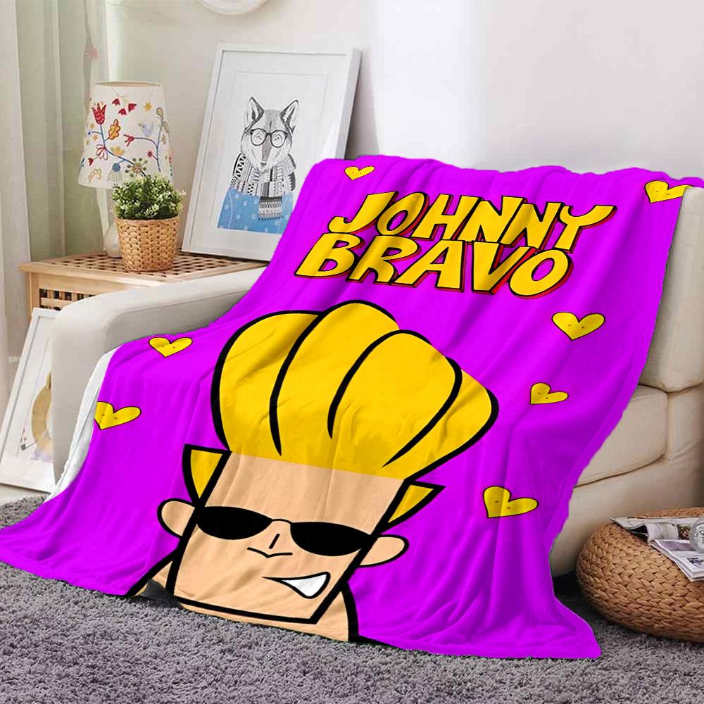 Johnny Bravo Theme Printed Blanket - Perfect for Couch, Bed, Travel & Outdoor Use | Machine Washable, Cozy & Durable.