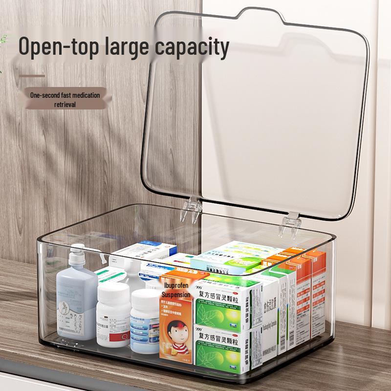 Clear Acrylic Desk Organizer with Lid - Large Capacity for Cosmetics & Medicine