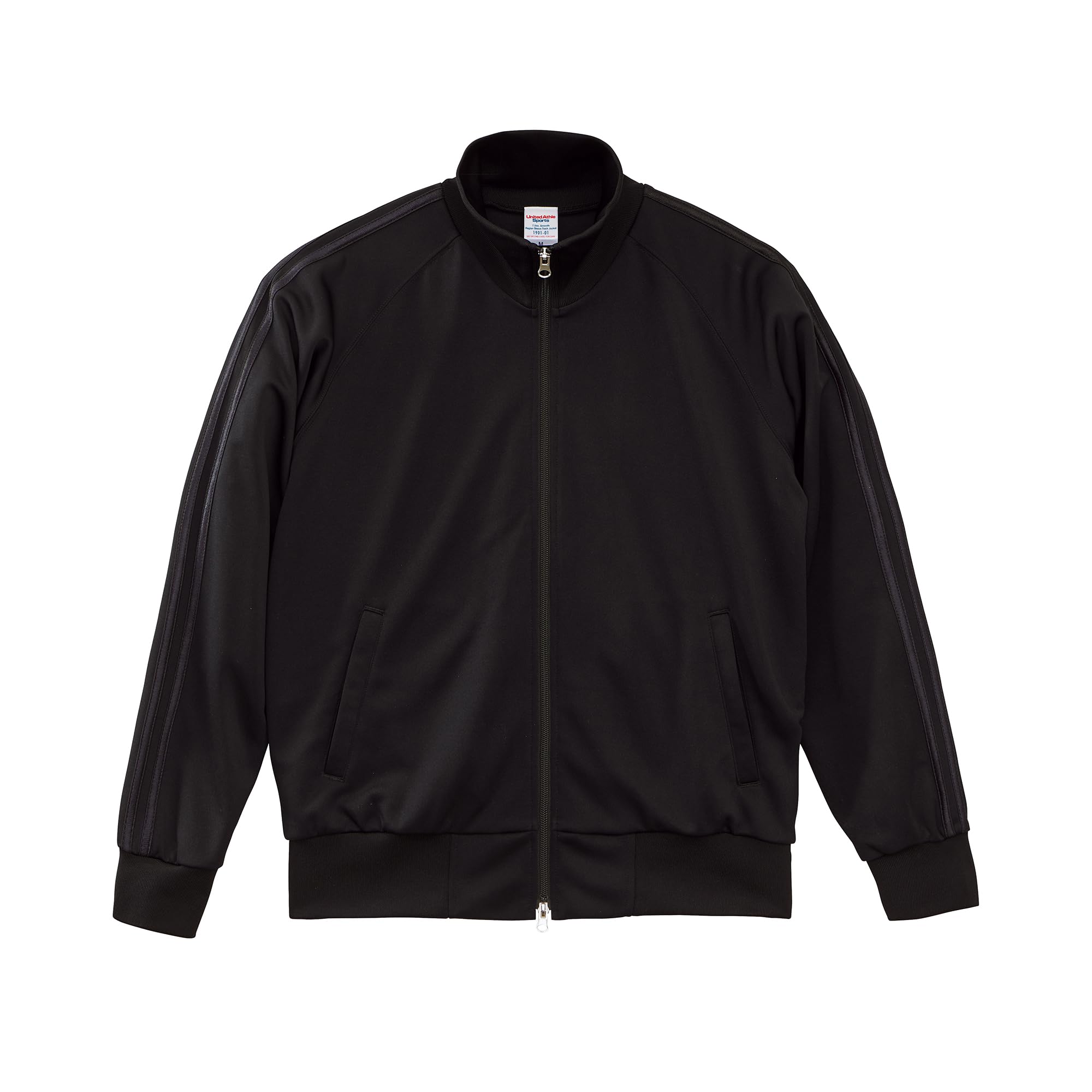 

United Athle Men s 7.0 oz Smooth Raglan Track Jacket, Black/Gloss Black