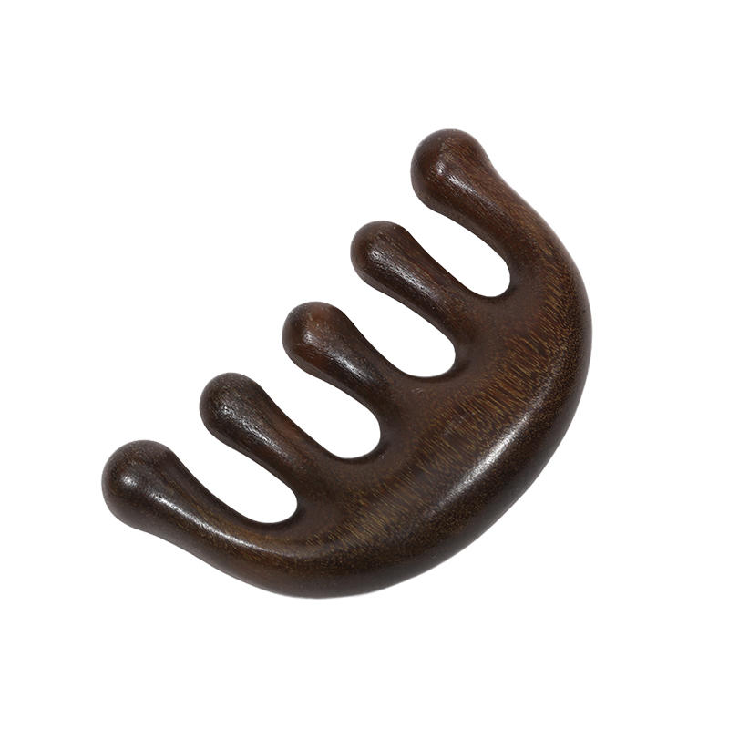 2025 New Massage Comb Head Massager Sandalwood Five Tooth Whale Scalp Scraping Body Tool