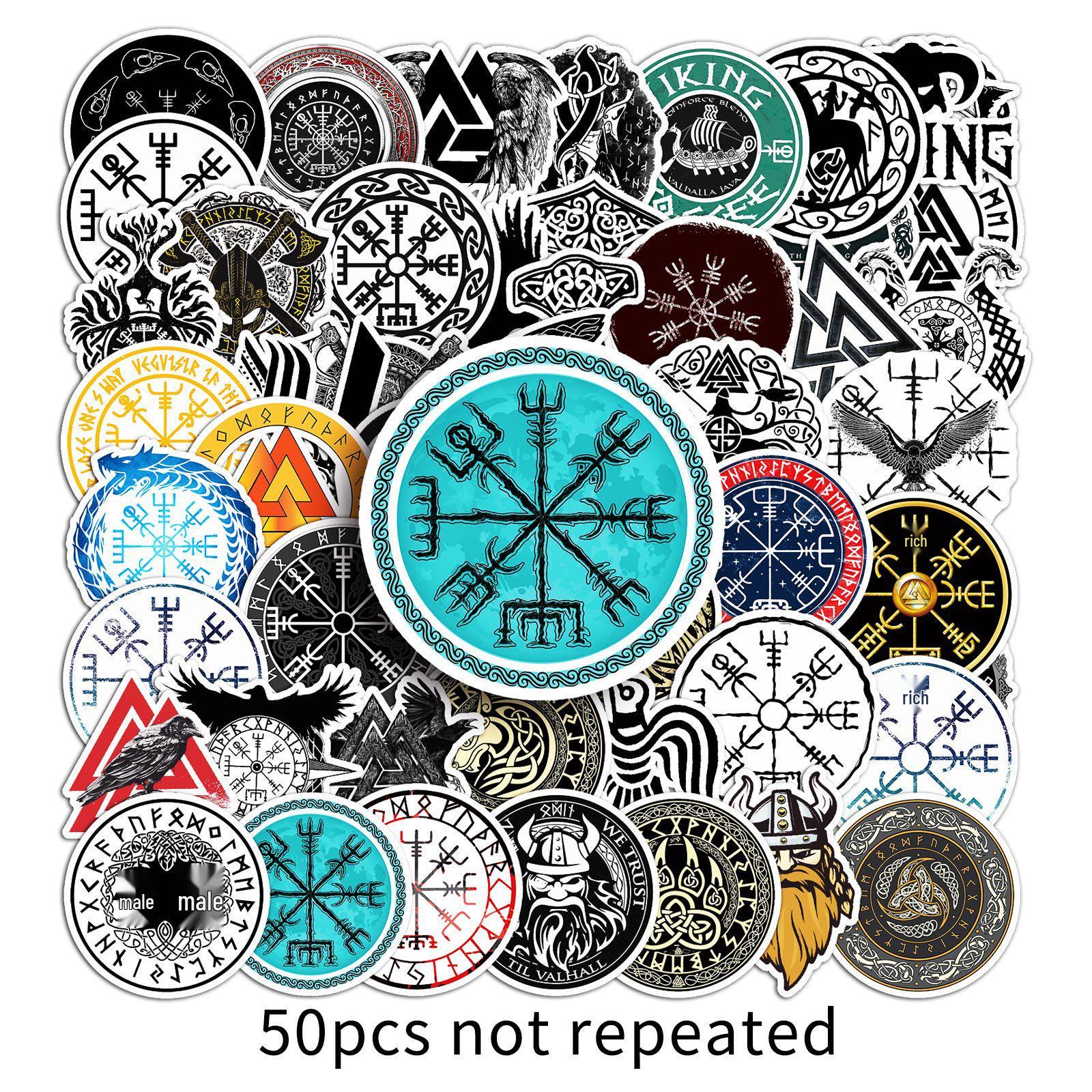 50pcs Creative Waterproof Viking Stickers for Journaling, Skateboards, Cars & More