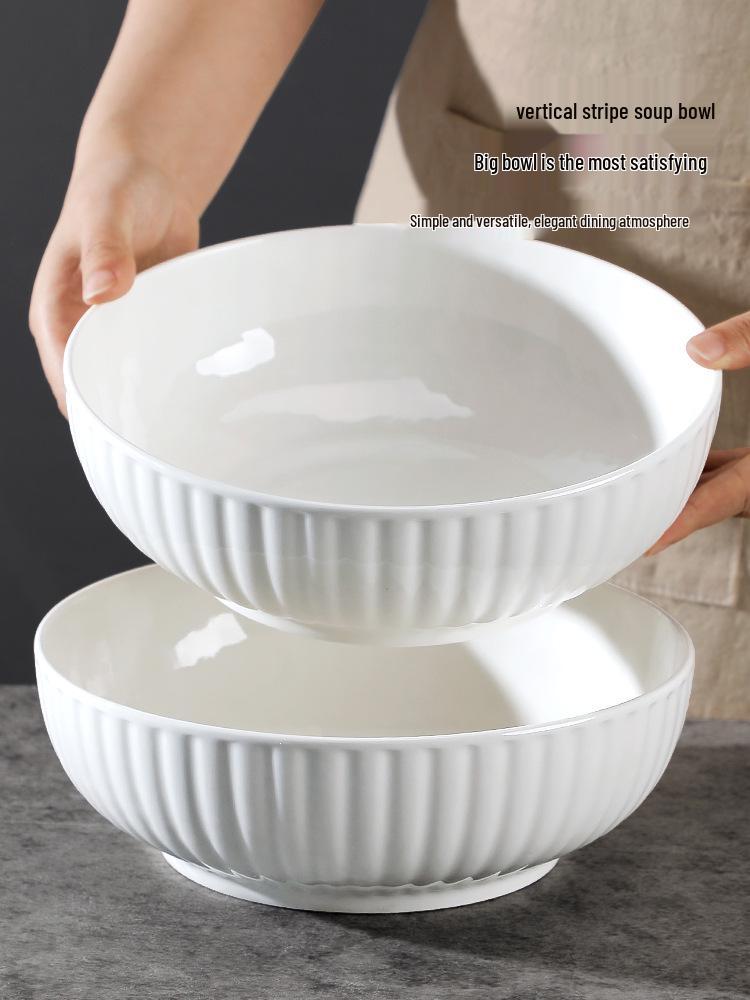2-Piece 2025 Extra Large Ceramic Pickled Fish Soup Bowls for Household & Commercial Use