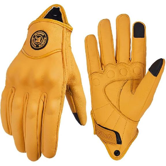 Yellow Classic Goat Leather Motorcycle Gloves With Hole Summer Cycling Bicycle Riding Gloves For Motorcyclist Protective Gloves