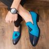 Belgische Herren-Loafer, blaue Abendschuhe, stilvolle formelle Leder-Blazer, Tanzschuhe für Männer