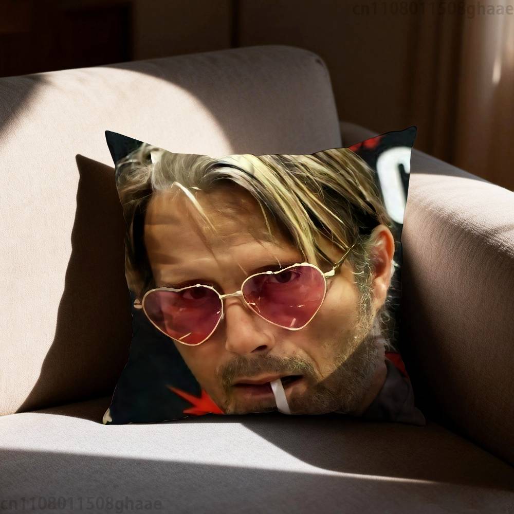 Vtipný povlak na polštář Mads Mikkelsen Hannibal Povlak na polštář Potah na polštář do obývacího pokoje Pohovka Vhodné pro domácí ložnici Dekorace místnosti