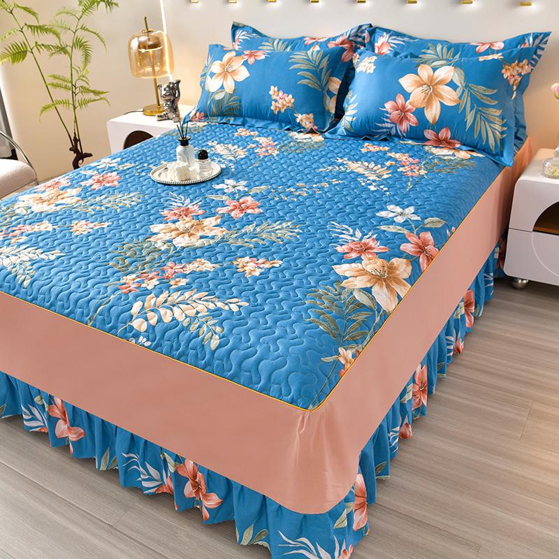 Spannbettlaken, Betthusse mit Kissenbezug 1,2M1,5M1,8M.200M Lakengurt Schutz Einzelbett-Betthusse mit Kissenbezug 3-teilig